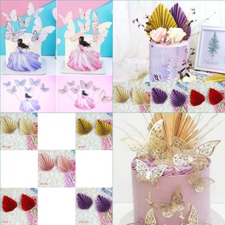 [พร้อมส่ง] ท็อปเปอร์กระดาษ รูปใบพัด ผีเสื้อ แฮนด์เมด สําหรับตกแต่งเค้กวันเกิด