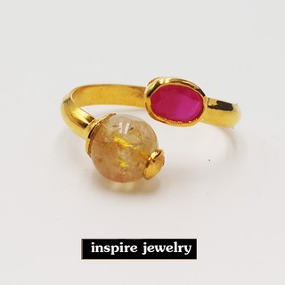 Inspire Jewelry ,แหวนทอง ฟรีไซด์ หินไหมทอง และทับทิมชาตั้ม แบบขายดีที่สุด ดีไซด์หรูอินเทรน งานHand Made