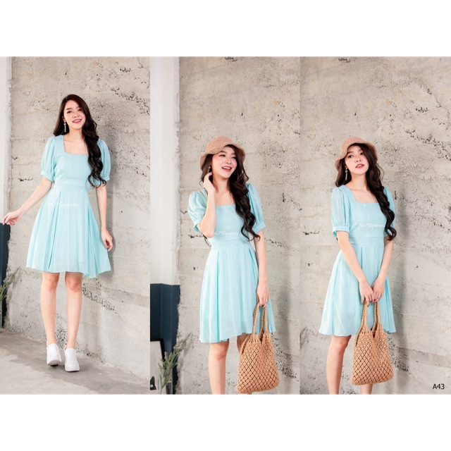 ส่งต่อเดรสสั้นสีเขียวมิ้นท์ร้าน La Mingnonne ยังไม่เคยใส่ Size L