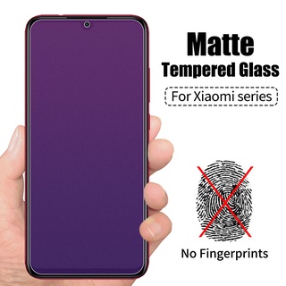 Matte Anti UV Blue Purple Light Tempered Glass For Xiaomi Redmi Note 10 10s 9 9s 8 7 Pro Max K40 K30 K20 9A 9C 8A 7A 9T Mi 10T Pocophone F1 Poco F2 F3 M3 X3 NFC Screen Protector