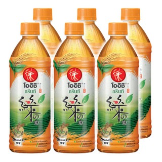 โออิชิ ชาเขียว ข้าวญี่ปุ่น 500 มล. แพ็ค 6 ขวด Oishi Green Tea Japanese Rice 500 ml. Pack of 6 bottles.