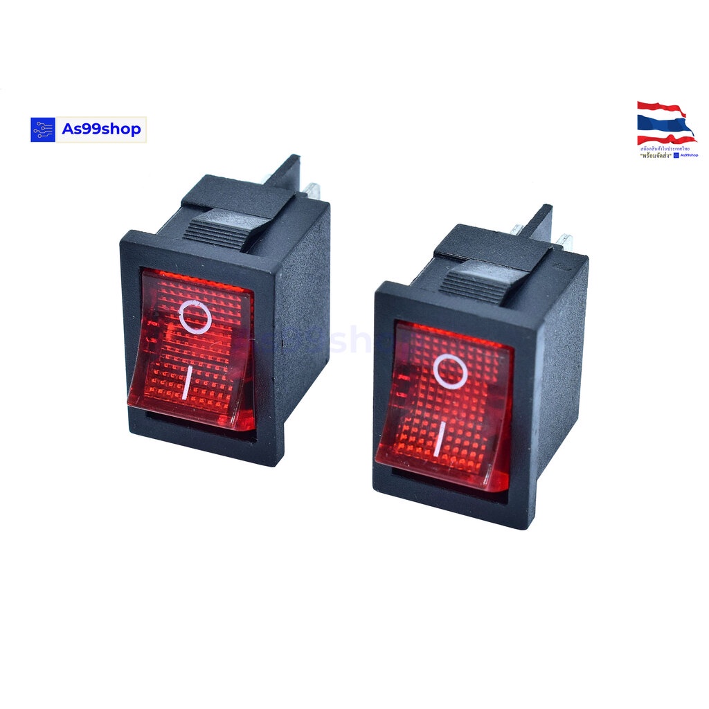 KCD1-4 Switch 4 Pin AC 250V 6A /125V 10A Red( 2 ตัว)