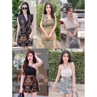 งานผ้าทอกระโปรง  จั้มสูทขาสั้น งานเสื้อคล้องคอสายโซ่💕