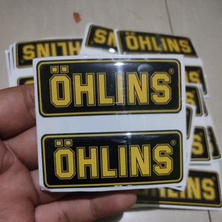 สติกเกอร์ยาง ของตกแต่ง ลายนูน Ohlins 7x2.5 ซม. สำหรับรถจักรยานยนต์ 2 ชิ้น