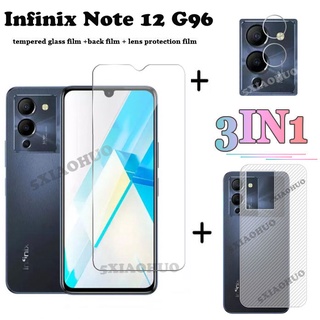 (3 In 1) ฟิล์มกระจกนิรภัยกันรอยหน้าจอ ฟิล์มกล้อง ฟิล์มด้านหลัง สําหรับ Infinix Note 12 G96 Note 10 Pro Note 12 Pro