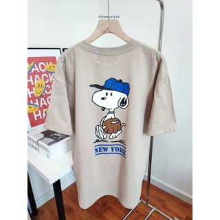 เสื้อยืดผ้าฝ้าย เสื้อยืดโอเวอร์ไซส์ CALL ME AGAIN  ลาย SNOOPY NEW YORK 🔥สินค้าพร้อมส่ง