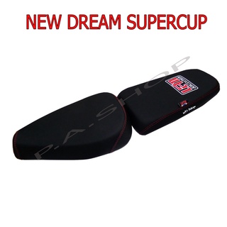 A NEW 2  เบาะแต่ง เบาะปาด เบาะรถมอเตอร์ไซด์สำหรับ HONDA-NEW DREAM SUPERCUP 2 ตอน หนังด้าน ด้ายแดง งานสุดเทพ