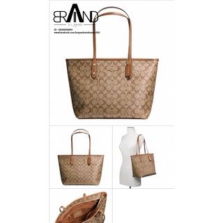 CITY ZIP TOTE IN SIGNATURE F58292 IMBDX (IM/KHAKI/SADDLE)