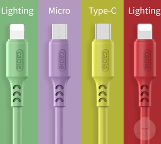 สายชาร์จเร็ว สายเคเบิล ซิลิโคน 5A Micro Usb Type-C สำหรับโทรศัพท์ iPhone Android สีมาการอง