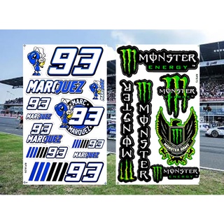 สติกเกอร์คู่ 93 MONSTER นักแข็งสติกเกอร์แต่งซิ่รถมอเตอร์ไซค์ บิ๊กไบค์ รถยนต์ หมวกกันน็อค เนื้อPVC เคลือบเงาได้ตามรูป