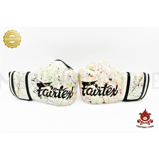 นวมชกมวย Fairtex BGV 14 Painter Limited Edition Gloves สีขาว ลายสาดสี หลากสี นวมมวย