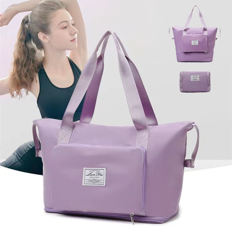 Expandable Travel Bags Dry And Wet Separation Sports Fitness Handbag Women's Large Capacity Totes For Weekend Overnight Shoulder Bag