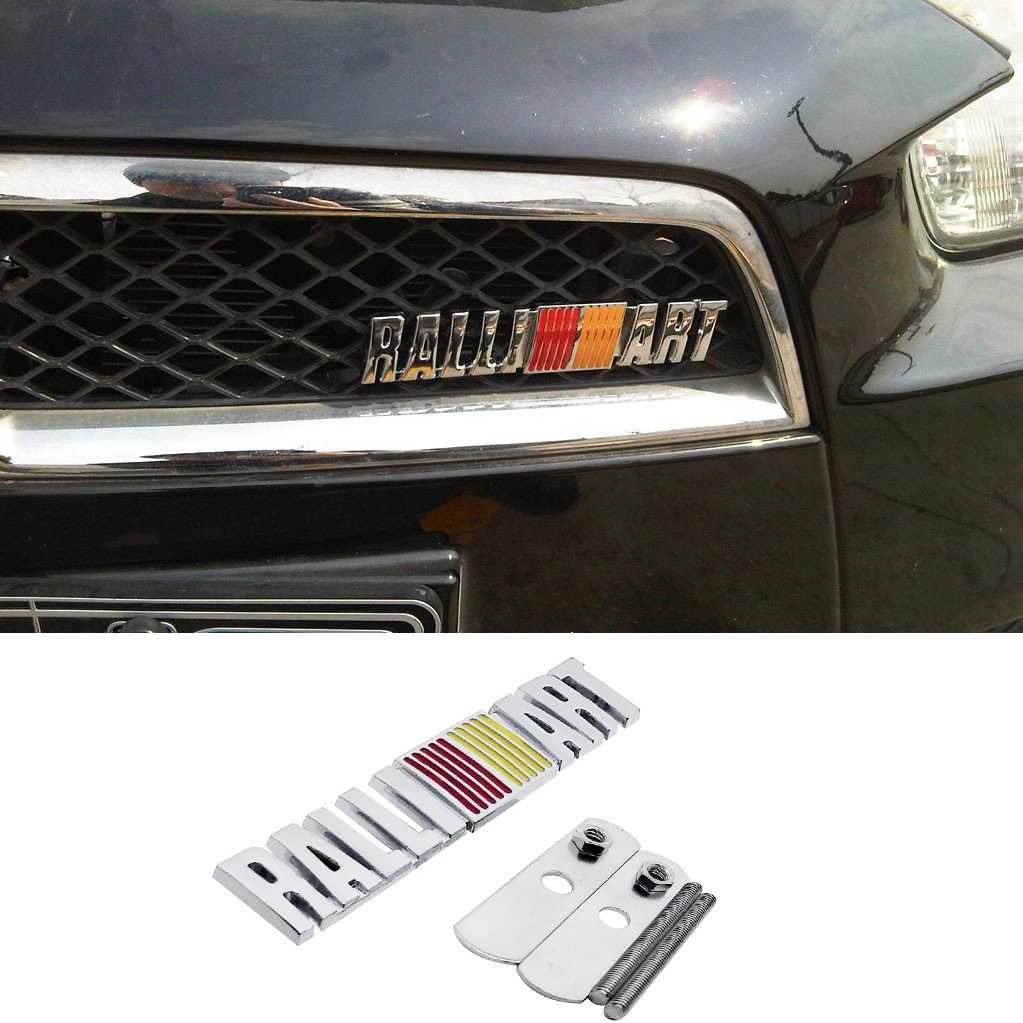 1 ชิ้นอุปกรณ์เสริม 3D โลหะ RALLIART โลโก้รถ Grille Emblem badge สติกเกอร์จัดแต่งทรงผมสําหรับ Mitsubi
