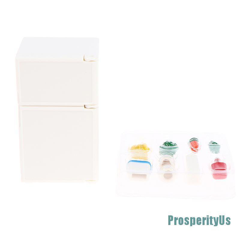[Prosperityus] โมเดลตู้เย็นสีขาว 1:12 16 ชิ้น/ชุดสําหรับบ้านตุ๊กตา 9qam
