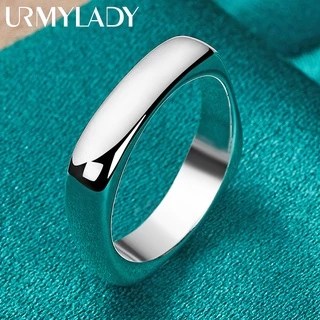 Urmylady แหวนเงินแท้ 925 ทรงกลม เรียบหรู เครื่องประดับแฟชั่น สําหรับผู้หญิง ผู้ชาย งานหมั้น งานแต่งงาน