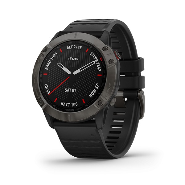 Garmin Fenix 6 (Sapphire Edition) Carbon Gray with Black Band - นาฬิกา GPS มัลติสปอร์ต