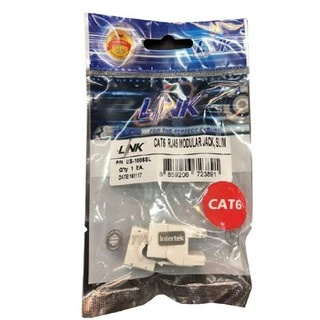 LINK รุ่น US-1006SL : CAT 6 RJ45 Slim White JACK Color Changeable ตัวเมีย (เต้ารับสายแลนรุ่นสลิมมีฝาครอบ) - ประกัน 30 ปี