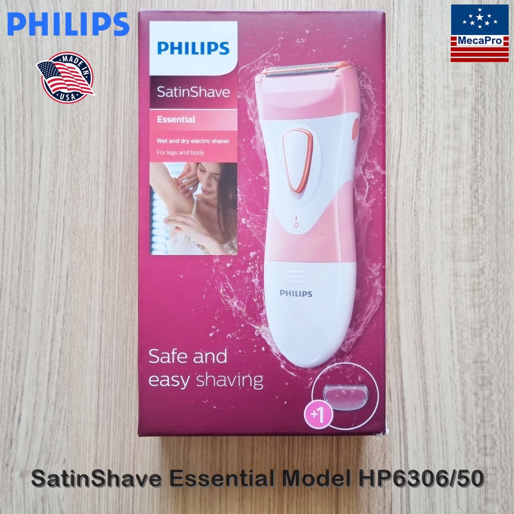 Philips® SatinShave Essential Wet and Dry Electric Shaver for Legs and Body #HP6306/50 ฟิลิปส์ เครื่องโกนขนไฟฟ้าผู้หญิง