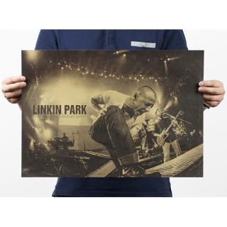 โปสเตอร์กระดาษคราฟท์วินเทจย้อนยุค Linkin Park Rock Band