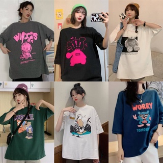 🚀เสื้อยืด Freesize แขนสั้นคลอกลม สีพื้น สกรีนลายคมชัด เท่ๆ Unisex อก40+ พร้อมส่ง🚀 #A16