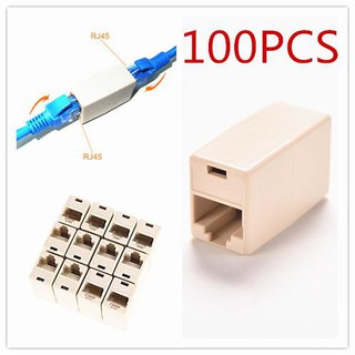 100pcs RJ45 CAT5 Coupler Plug Network LAN Cable Extender Joiner Connector Adapter