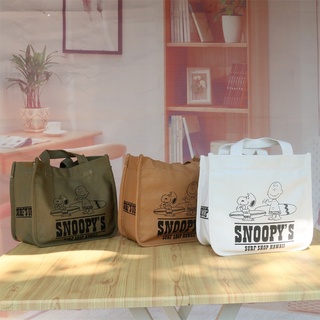 กระเป๋า Snoopy  น่ารักมาก ผ้าแคนวาส พร้อมส่ง กระเป๋า Mini Tote Snoopy Japanมีช่องใส่ของด้านใน2ข้าง