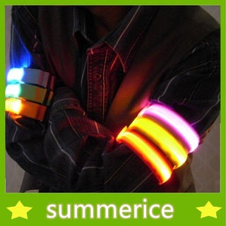 🔥🔥🔥Summerice #พร้อมส่ง# sports สายเข็มขัดรัดแขน มีไฟ Led สะท้อนแสงสําหรับขี่จักรยาน เลือกได้ 7 สี