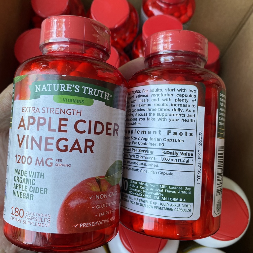 🍎🍎Nature's Truth Apple Cider Vinegar 1200 mg. 180 แคปซูล✅🥰อาหารเสริม น้ำส้มสายชูหมักจากแอปเปิ้ล🔥🎉🍎🍎