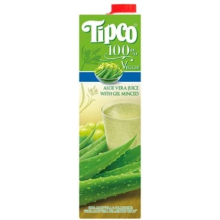 TIPCO น้ำว่านหางจระเข้พร้อมเนื้อว่าน Mixed Veggie & Mixed Fruit 100% ขนาด 1000 มล. x 12 กล่อง ยกลัง (1ลัง/12กล่อง)