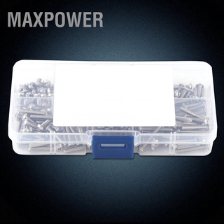 Maxpower สกรู น็อต หัวซ็อกเก็ตหกเหลี่ยม สเตนเลส M3 Ss304 พร้อมกล่อง 230 ชิ้น