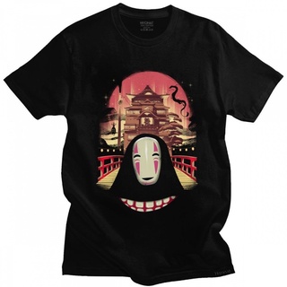 เสื้อยืดแขนสั้น ผ้าฝ้าย พิมพ์ลายอนิเมะ Spirited Away No Face Kaonashi สไตล์วินเทจ สําหรับผู้ชาย