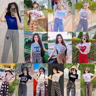 💎PopularFashion Shop💎 (พร้อมส่ง) ชุดเซท2ชิ้น เสื้อครอป+กางเกงผูกเอว ฟรีไซส์ ใส่แล้วเข้ารูปยืดตามตัว