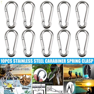 FAST| 10pcs Spring Snap Hook Stainless Steel Carabiner Steel Clips Keychain Heavy Duty Quick Link for Camping Hiking Travel