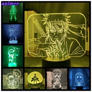 Uzumaki โคมไฟข้างเตียง Led รูปนารูโตะ Hinata 3D เปลี่ยนสีได้ พร้อมรีโมตสัมผัส สําหรับตกแต่งห้องนอนเด็ก