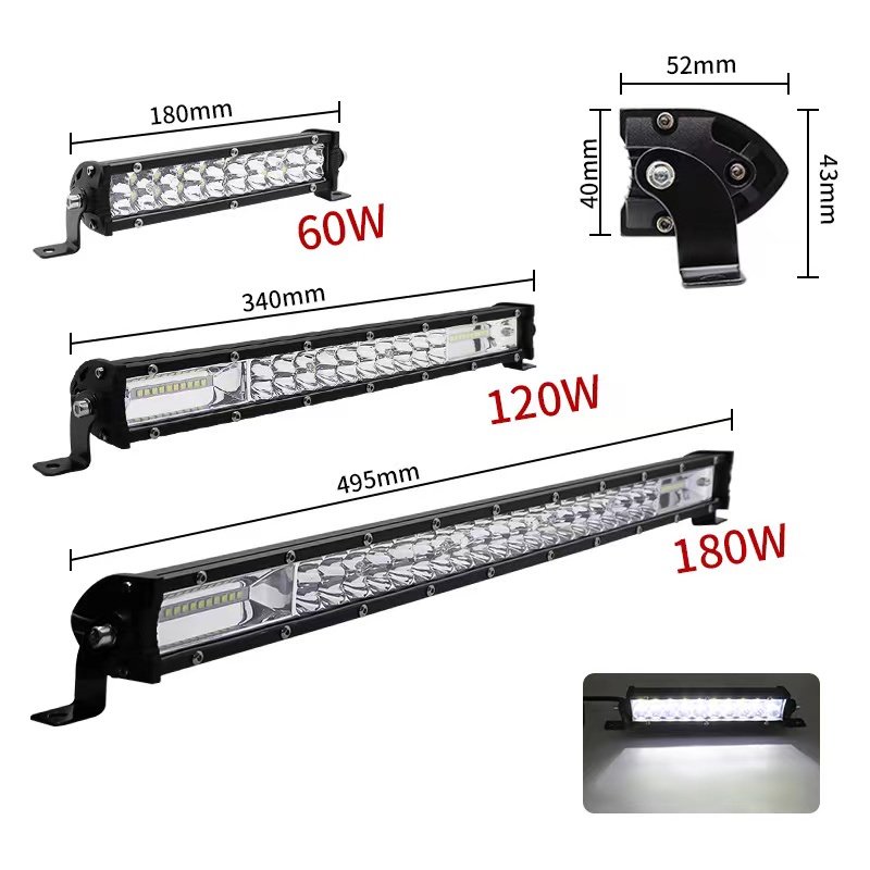 ไฟรถยนต์12V 60VSpotlight 120W 180W 240W 90000LM 6000K,ไฟสปอตไลท์แบบคอมโบแถบ Led
