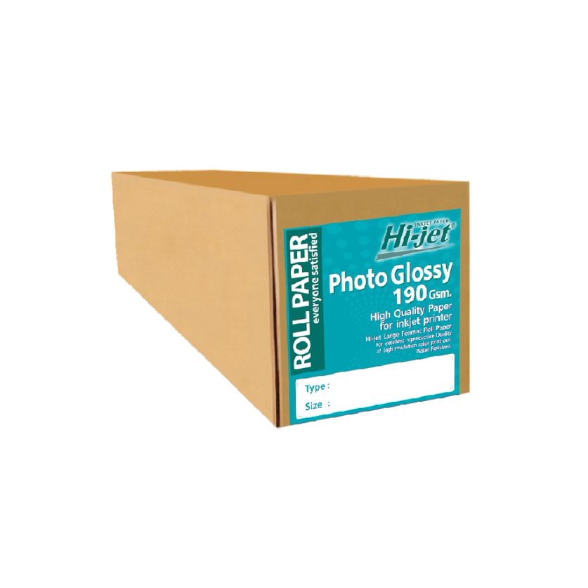 Hi-jet กระดาษโฟโต้ ผิวมัน เคลือบด้านหลังพิเศษ 190 แกรม แบบม้วน INKJET GLOSSY