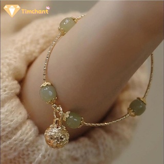 [Jewelry Store] สร้อยข้อมือกําไลข้อมือ ชุบทอง ประดับหยก ปรับได้ หรูหรา สไตล์วินเทจ เครื่องประดับแฟชั่น สําหรับผู้หญิง