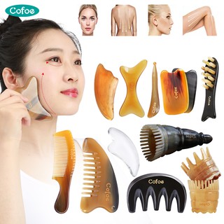 Cofoe Gua Sha ชุดหวีกัวซา เขาวัวธรรมชาติ สําหรับนวดร่างกาย และใบหน้า