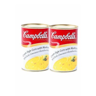 แคมเบลล์ ซุปข้าวโพดและครีมเห็ด 305 กรัม x 2 กระป๋อง Campbells Mushroom Cream Soup 305g x 2 Cans