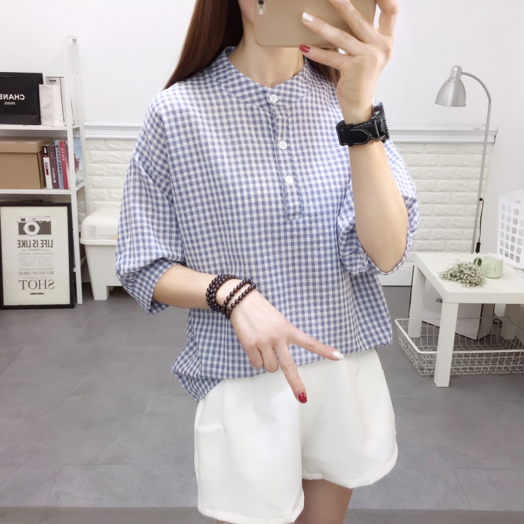 LHSunshine 🌞 เสื้อคอจีนลายสก็อตแต่งกระดุมหน้า💚 งานเรียบง่ายแมทซ์ได้ทุกโอกาส🌸 เหมาะกับทุกวัยเลยน้าา✨ - รูปที่ 6