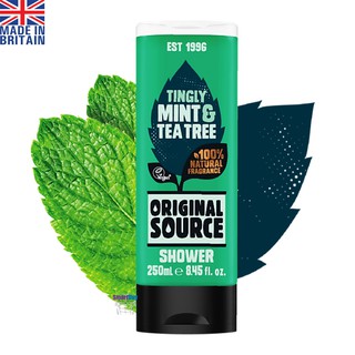 ORIGINAL SOURCE SHOWER Tingly Mint &amp; Tea Tree 250ml. ผลิตภัณฑ์ทำความสะอาดผิวกายสูตรพรีเมี่ยม