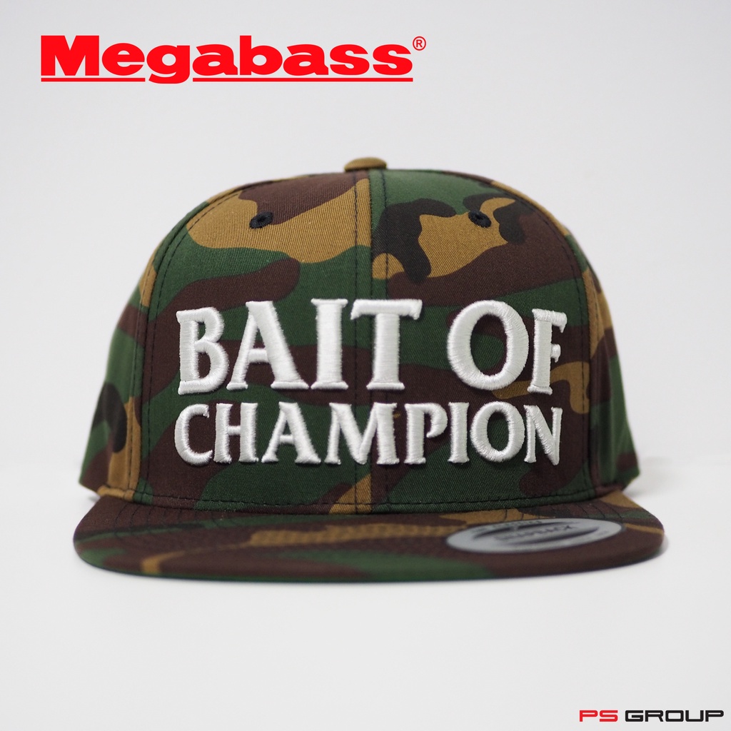 หมวกแก๊ป หมวกใส่ตกปลา Megabass Hat ลายทหาร Camo ปักลาย Bait of Champion