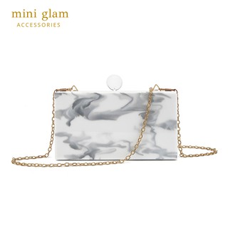 Miniglam White Marble Acrylic Box Clutch Bag กระเป๋ากล่องคลัชท์อะคริลิคลายหินอ่อนสีขาว