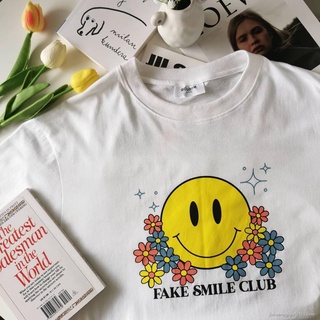 CZH  ALLSOUL เสื้อยืด oversize พร้อมส่ง!! ลาย Fake​ smile​ T-shirt​ oversize SML