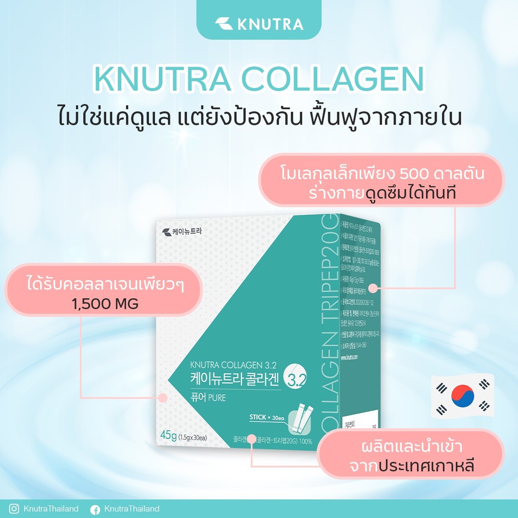 Knutra Collagen 3.2 Pure 45g (1.5 x 30 ซอง)