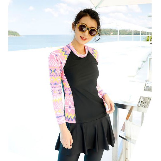 [25] PENANG READY STOCK M6XL Swim Wear Plus Size Long Sleeve Long