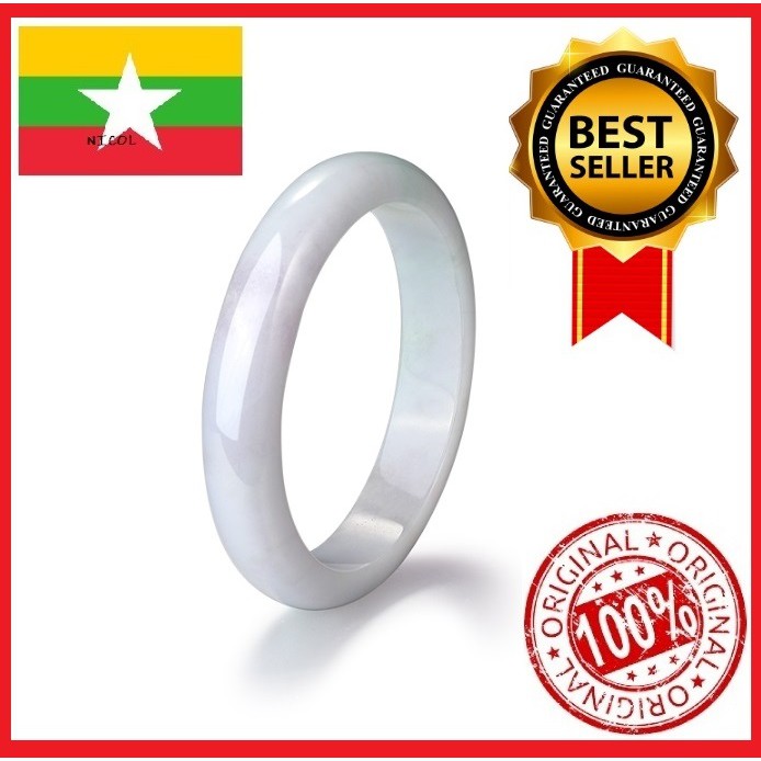 100%หยกแท้สีขาวจากพม่า|กำไลยกสีขาวจากพม่า|พร้อมกล่อง|Jade Bangle White Color Myanmar