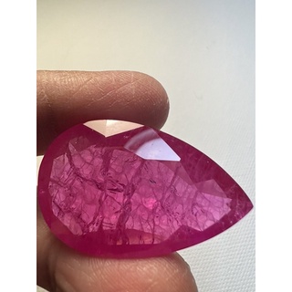 pink lab created synthetic corundum gemstone 68 carats 34x22mm