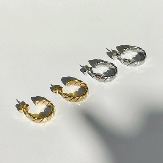 glisterr hoop earring ต่างหูห่วงสแตนเลสสีเงินและสีทอง