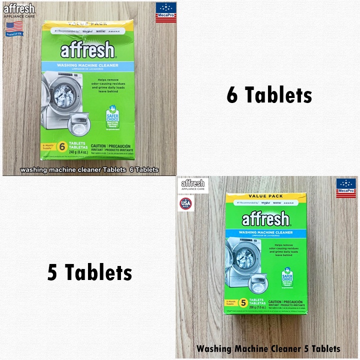 Affresh® Washing Machine Cleaner 5 or 6 Tablets ผลิตภัณฑ์ทำความสะอาดเครื่องซักผ้า ขจัดสิ่งตกค้างและกลิ่นอับ